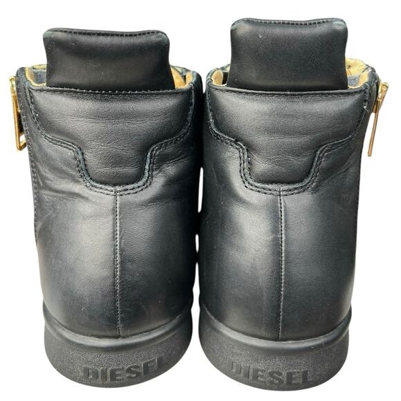Diesel Men’s Zip Round S Nentish Black Leather High Top Sneaker Size US 13 - Picture 8 of 12